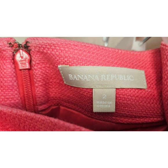 Banana Republic Womens Pencil Skirt 2 Hot Pink Cotton Pleated Back Slit Classic - Picture 5 of 9